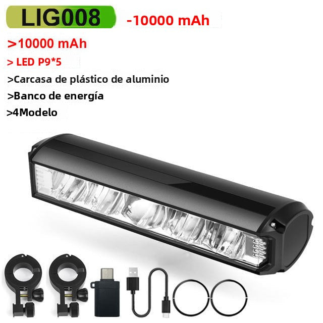 Luz de Bicicleta Nocturna con Faro Frontal y Batería de 8000-10000mAh