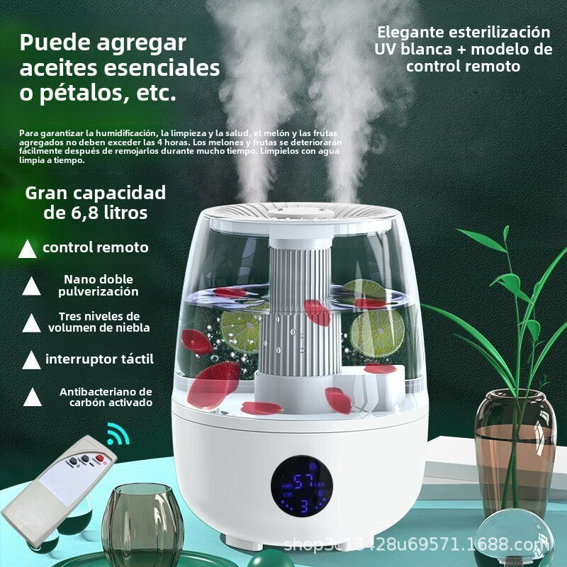 Humidificador de Gran Capacidad para Oficina y Hogar: Mini Humidificador de Escritorio con Doble Pulverización y Purificación de Aire