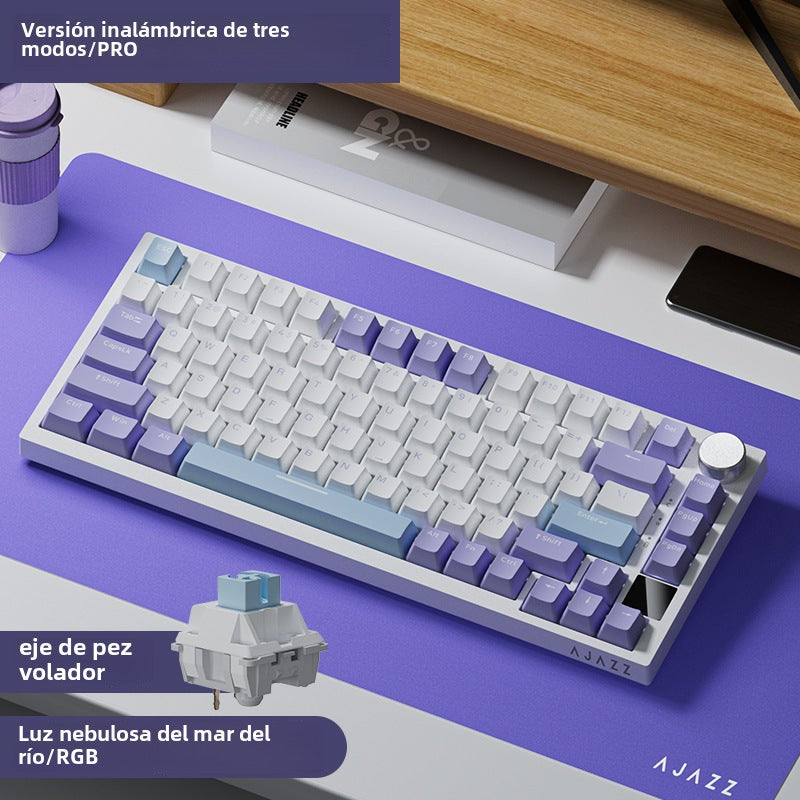 Teclado mecánico inalámbrico AK820pro: Bluetooth, tres modos, personalizable, 75% de tamaño, hot-swappable, diseño gasket, retroiluminado para juegos