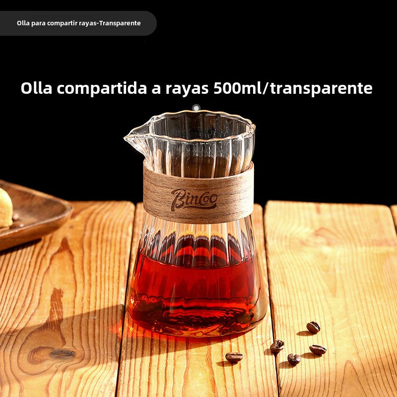 Bincoo: Juego de cafetera de goteo con jarra de café a rayas, tetera de nube, tazas de café al estilo japonés y jarra de infusión fría