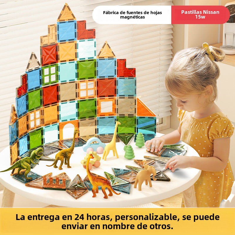 Magnéticos con Ventanas de Diamante: Juguete Educativo y Creativo para Niños, Bloques de Construcción
