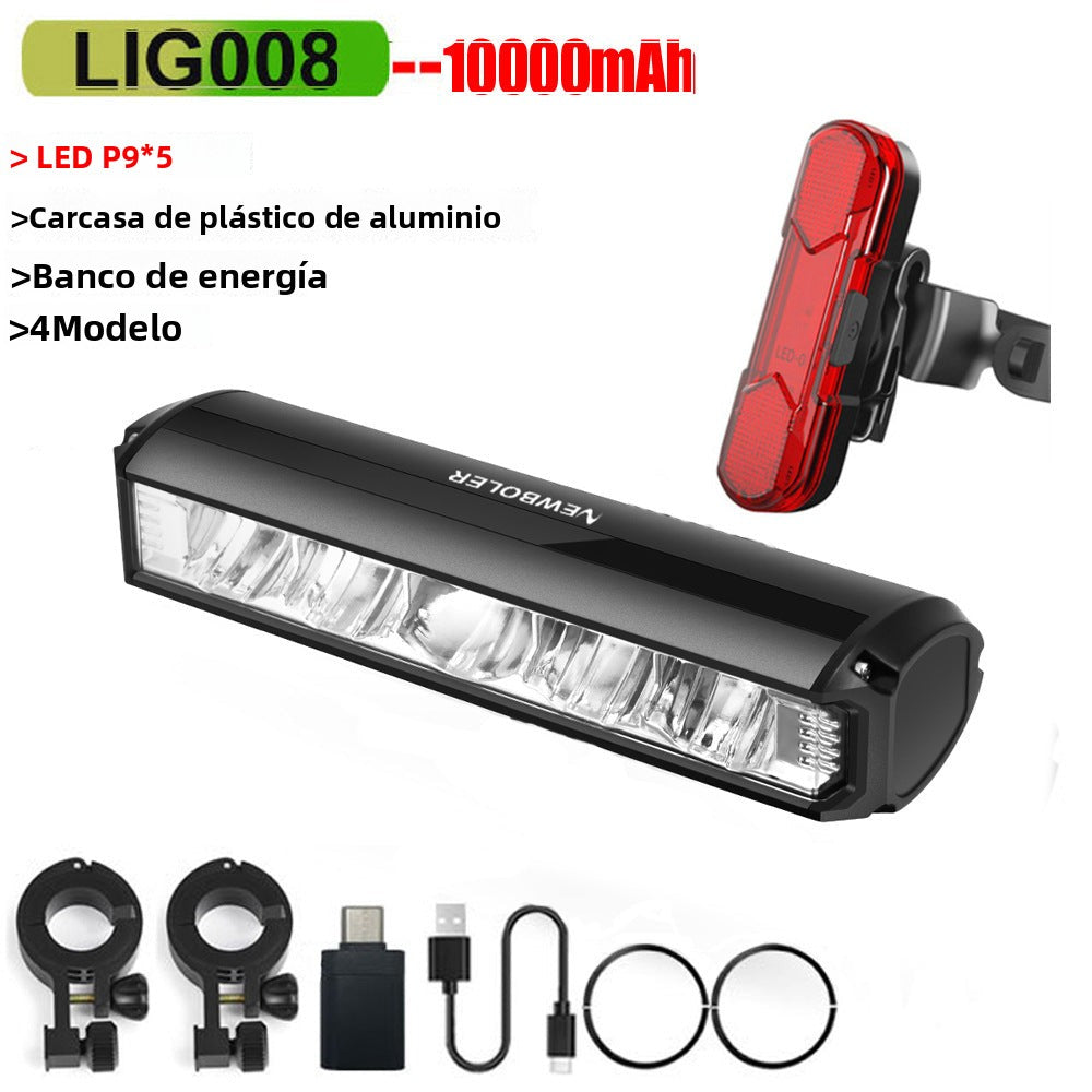 Luz de Bicicleta Nocturna con Faro Frontal y Batería de 8000-10000mAh