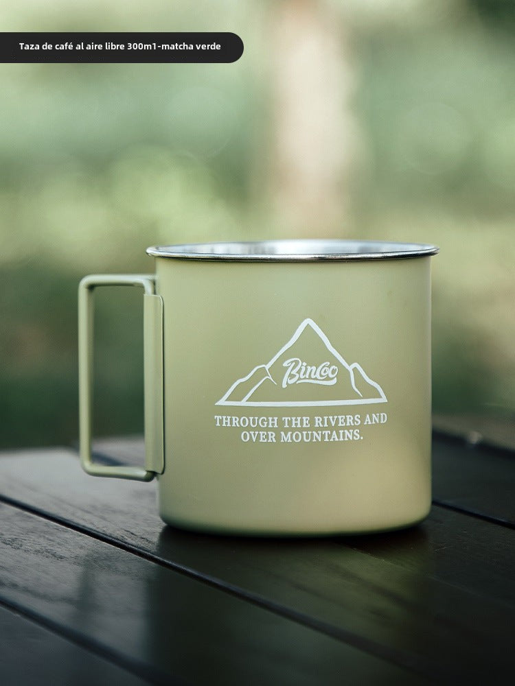 Taza de café de camping Bincoo: Taza portátil de acero inoxidable 304, ideal para parejas y uso en casa