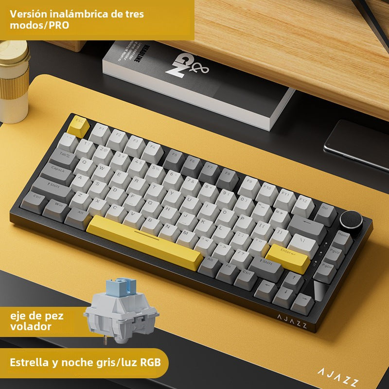 Teclado mecánico inalámbrico AK820pro: Bluetooth, tres modos, personalizable, 75% de tamaño, hot-swappable, diseño gasket, retroiluminado para juegos