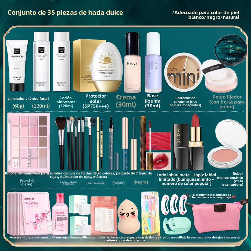 Kit de Maquillaje para Estudiantes: Set Completo de Maquillaje, Resistente al Agua y al Sudor, Ideal para Principiantes