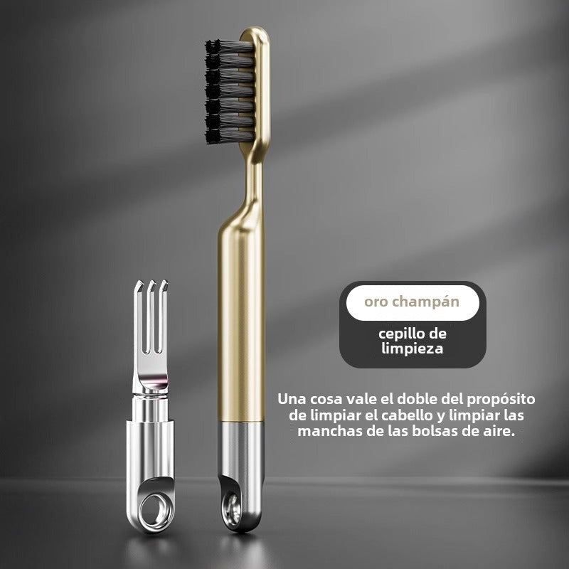 Cepillo de masaje de aire para cabello largo: peinador de acero inoxidable, diseño ergonómico, ideal para crear volumen y estilo
