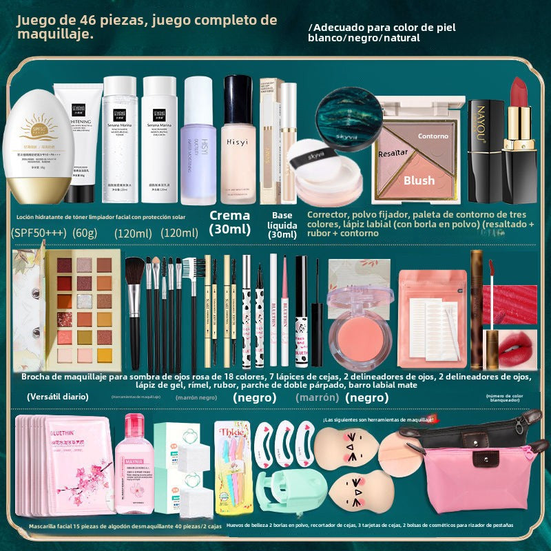 Kit de Maquillaje para Estudiantes: Set Completo de Maquillaje, Resistente al Agua y al Sudor, Ideal para Principiantes