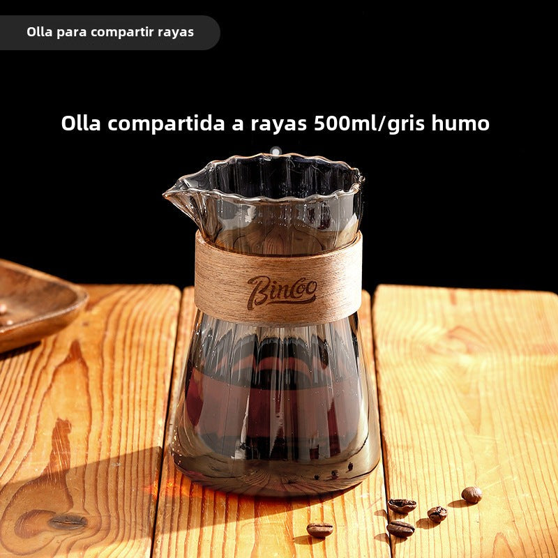 Bincoo: Juego de cafetera de goteo con jarra de café a rayas, tetera de nube, tazas de café al estilo japonés y jarra de infusión fría