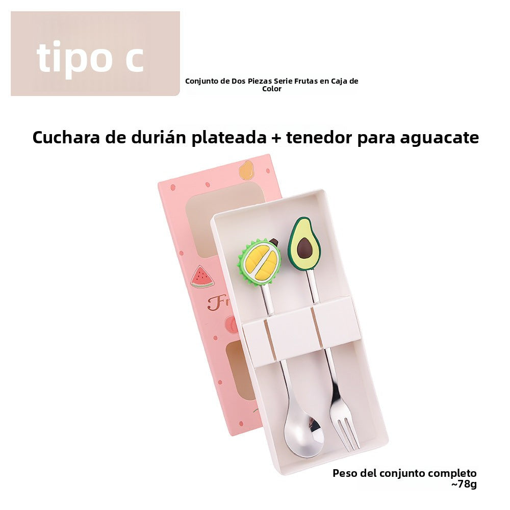 Cartoon Fruit Utensil Set: Cute Stainless Steel Dessert Spoons and Forks Gift
