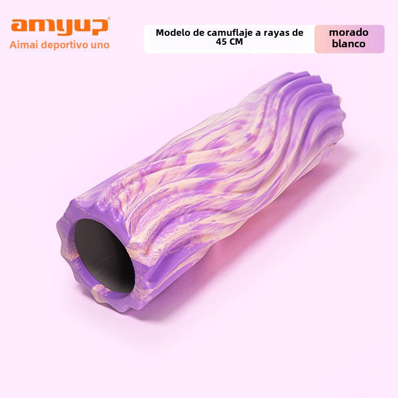 Rodillo de Espuma EVA Camuflado con Diseño de Dientes de Lobo: Cilindro de Masaje Hueco para Relajación Muscular y Yoga