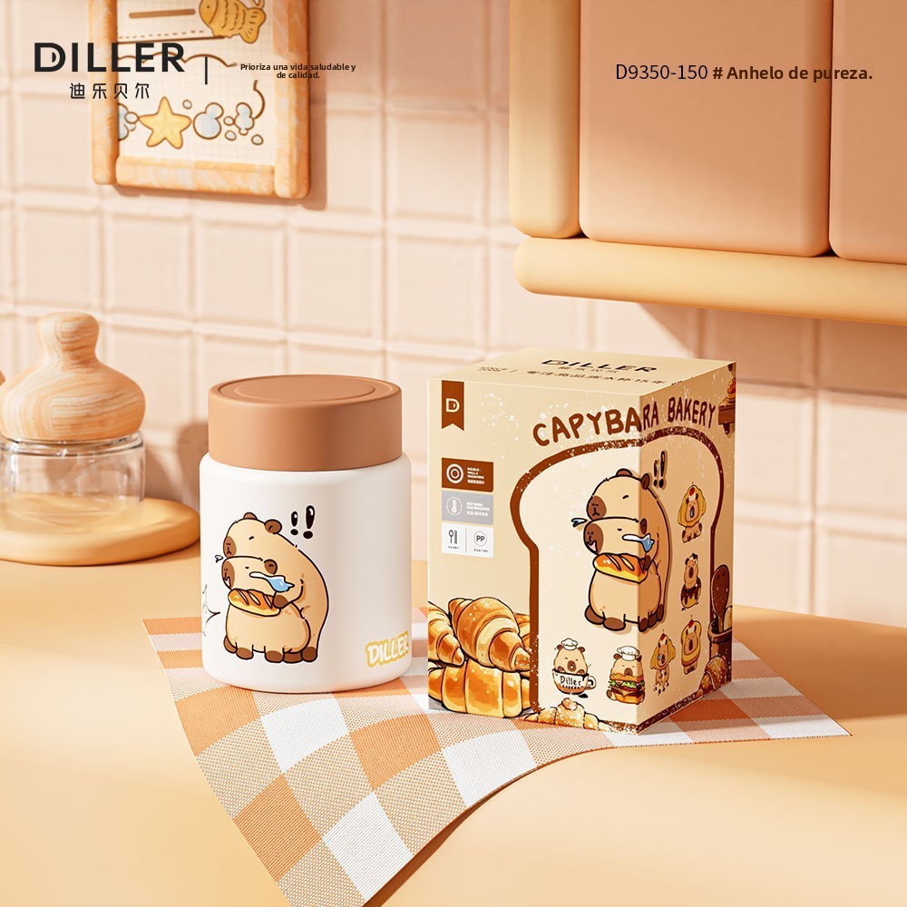 Capybara 316L Straw Thermos Cup: New High-Value Design for Children and Students, Portable Flip-Top Dual-Use Water Cup