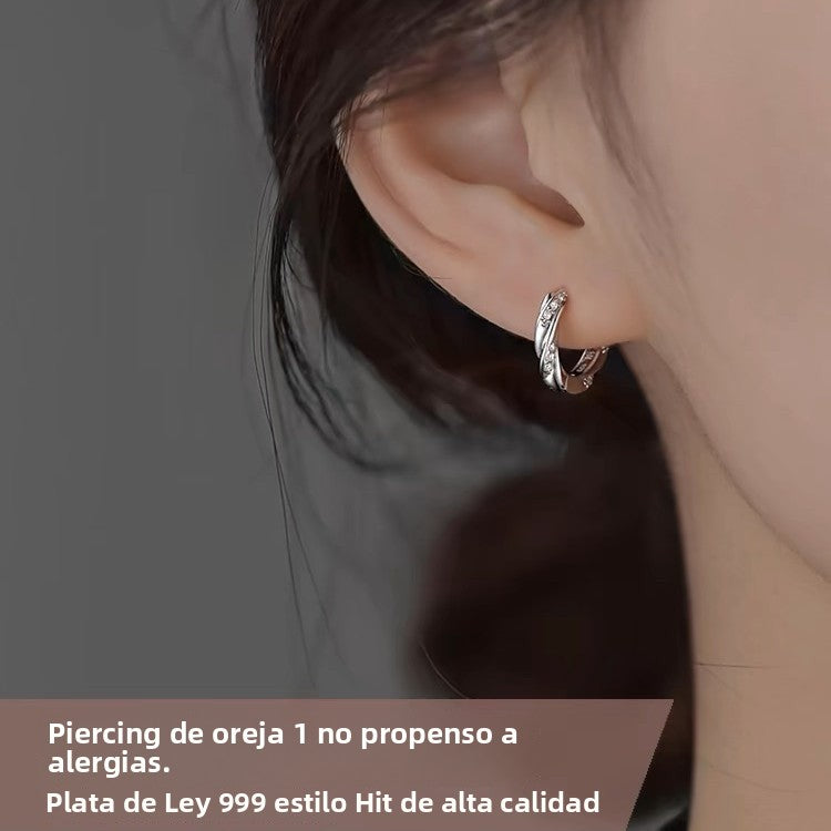 Aros Pequeños Plata 925 Diseño Möbius con Circonitas