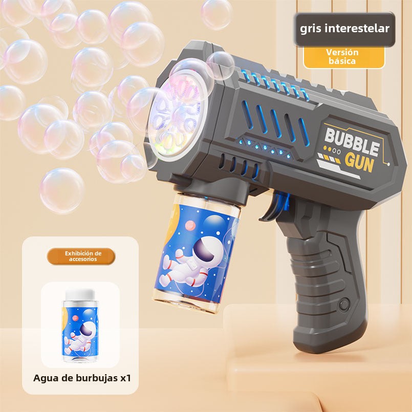 Pistola de burbujas eléctrica para niños: juguete automático con luces LED, perfecto para fiestas y juegos al aire libre