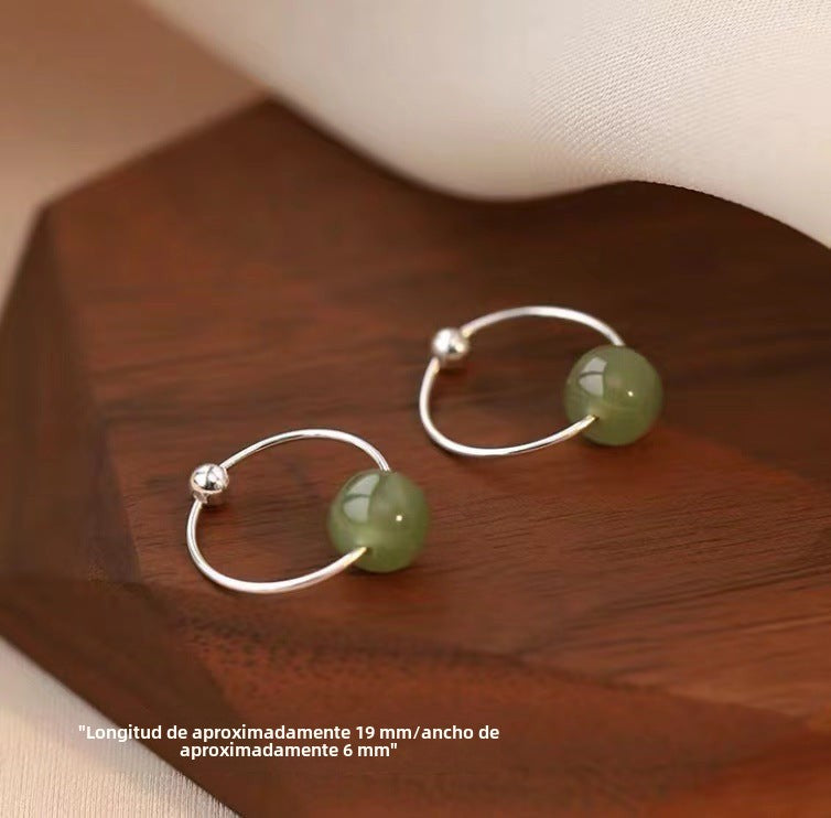 Candongas de Plata 925 con Jade Hetian – Amuleto de Suerte