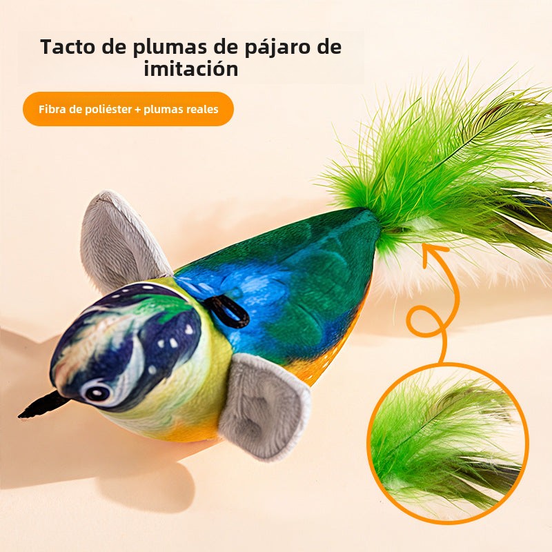Juguete para Gato: Varita de Plumas con Sonido de Pájaro Realista