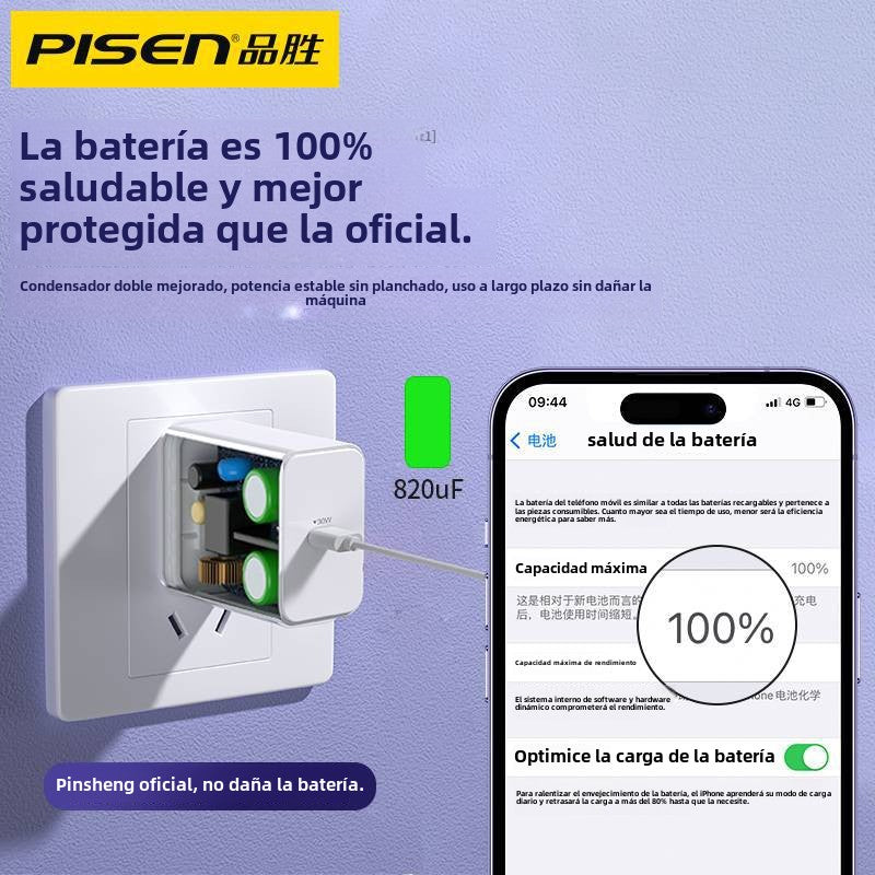 Cargador Rápido PD 30W para iPhone 15: Cable de Datos Tipo C Doble Cabeza