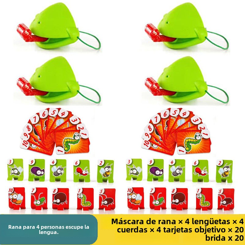 Juego de Mesa con Máscara de Rana y Camaleón: Cartas Educativas para Niños