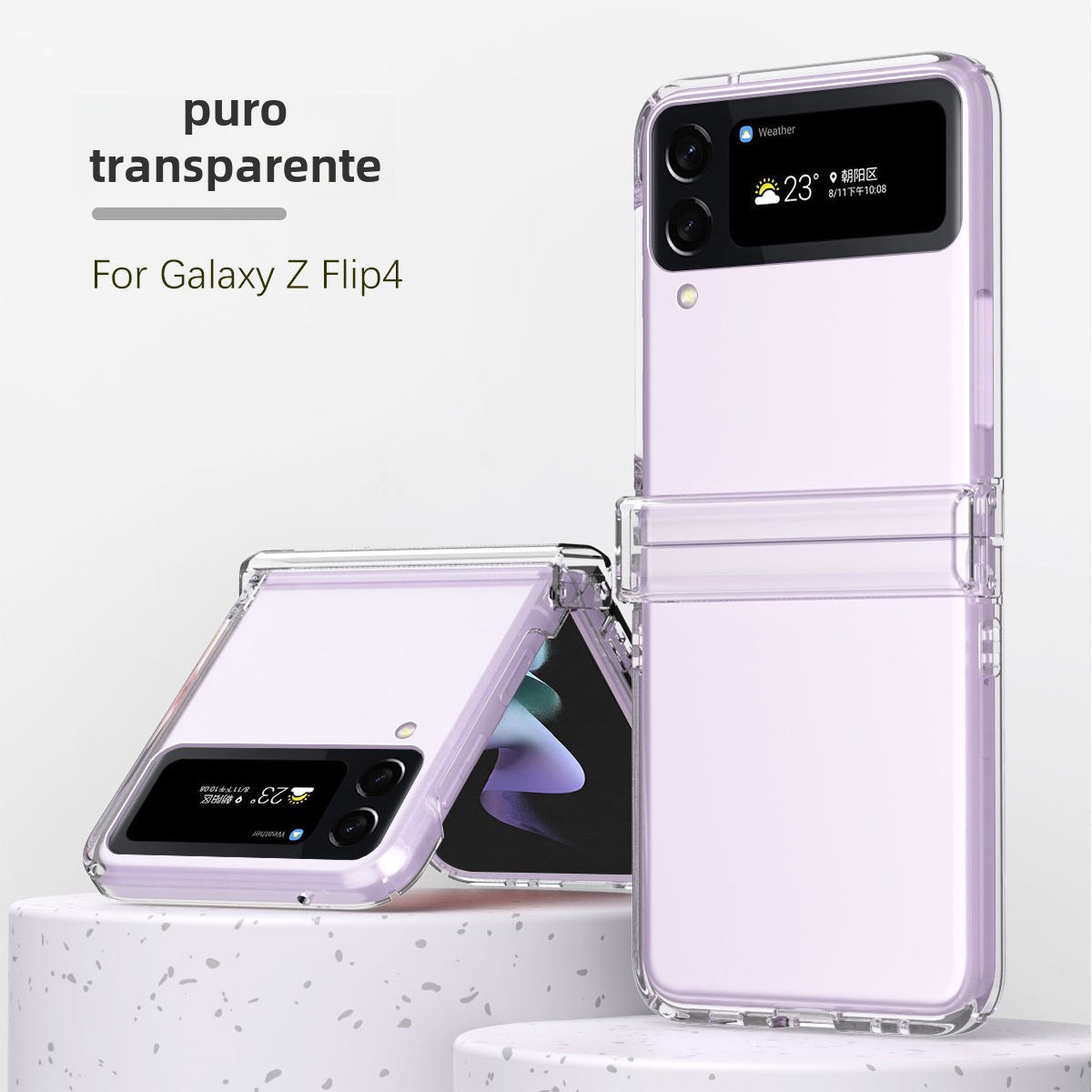 Funda transparente con diseño macaron para Samsung Galaxy Z Flip 5, protección anticaídas