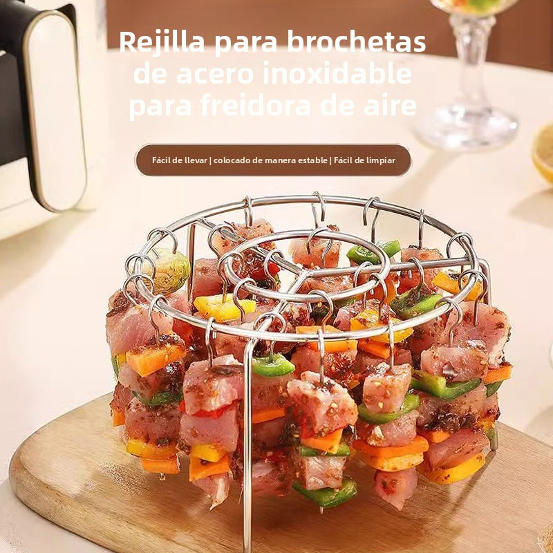 Brochetas para freidora de aire con soporte de acero