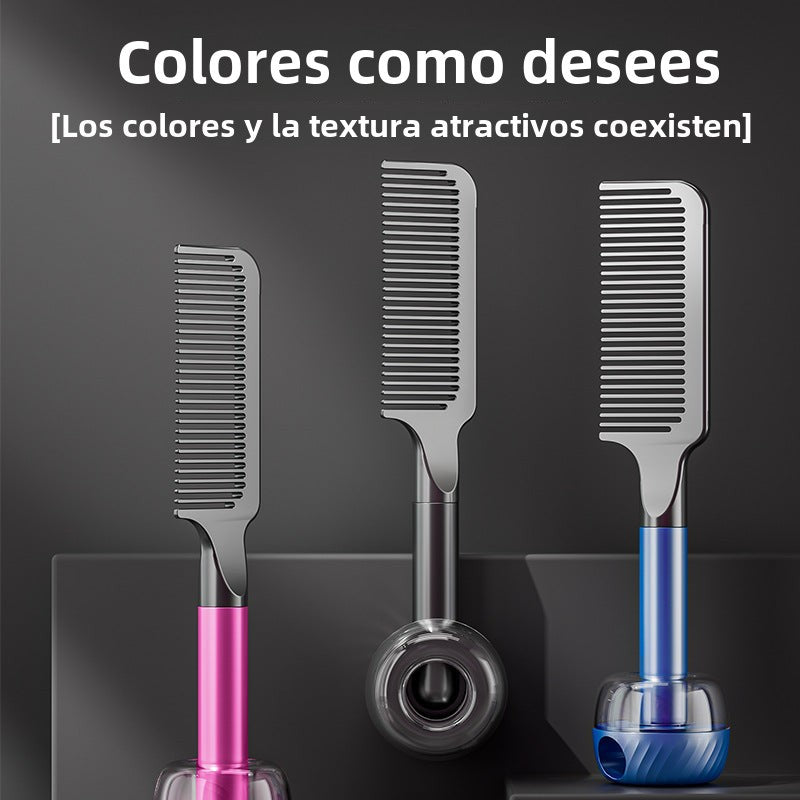 Peine para cabello con dientes de punta redonda. Material fino y Elegante con soporte para pegar en la pared