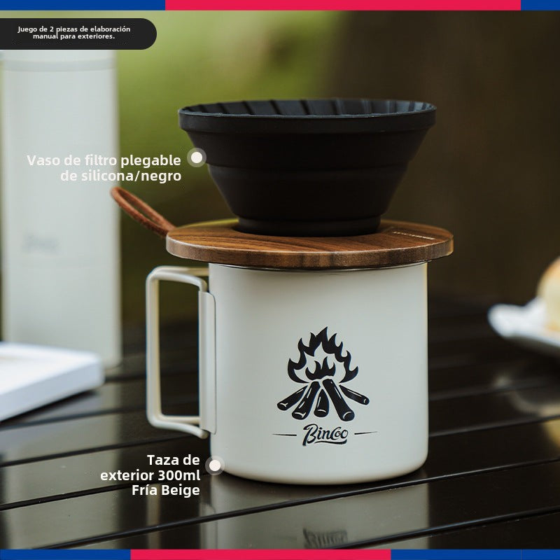 Taza de café de camping Bincoo: Taza portátil de acero inoxidable 304, ideal para parejas y uso en casa