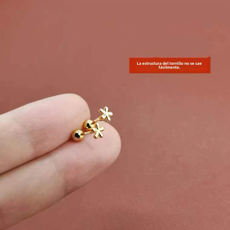 Piercing de Plata pura 999 – Diseño de Flor con Cierre de Rosca