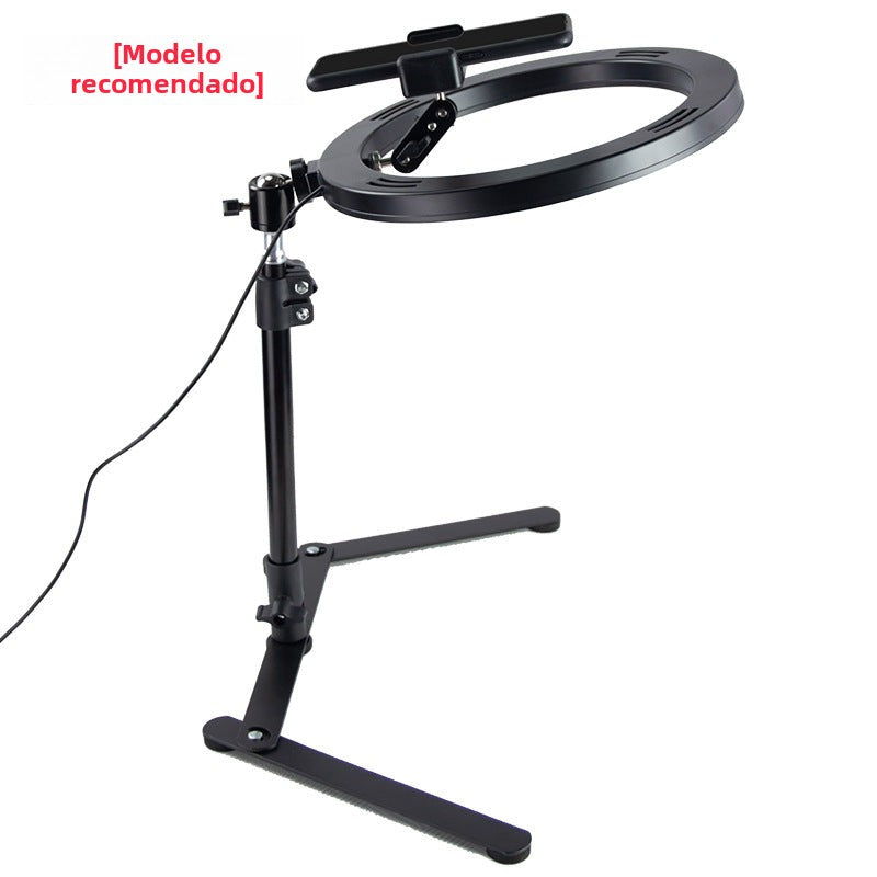 Soporte de Escritorio para Móvil: Estativo Plegable con Luz de Relleno para Fotografía y Streaming