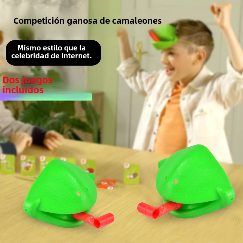 Juego de Mesa con Máscara de Rana y Camaleón: Cartas Educativas para Niños