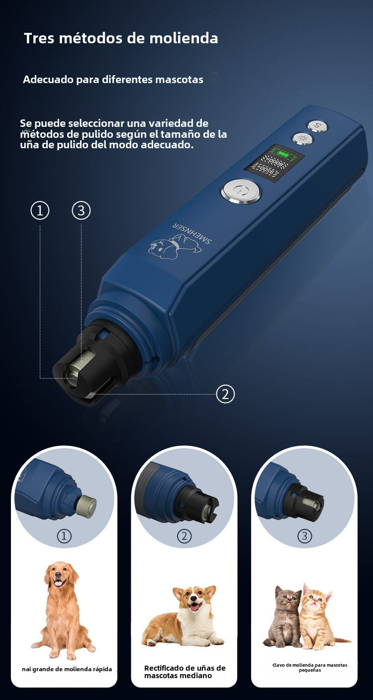 Cortaúñas Eléctrico para Mascotas: Lima de Uñas con Mango Antideslizante, para Perros y Gatos