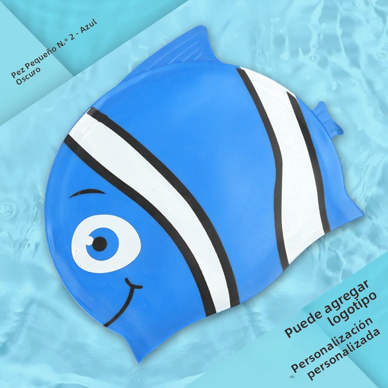 Multicolor Silicone Children's Swim Cap with Waterproof Ear Protection and Animal Design for Swimming and Training