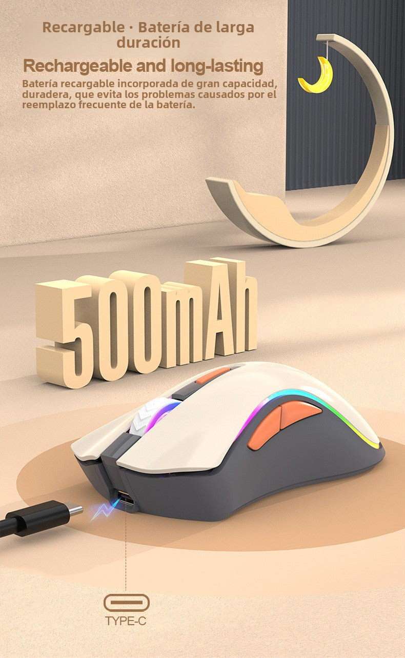 Ratón Inalámbrico Dual Modo 2.4G y Bluetooth XYH52: Recargable, Silencioso, Ideal para Oficina y Juegos