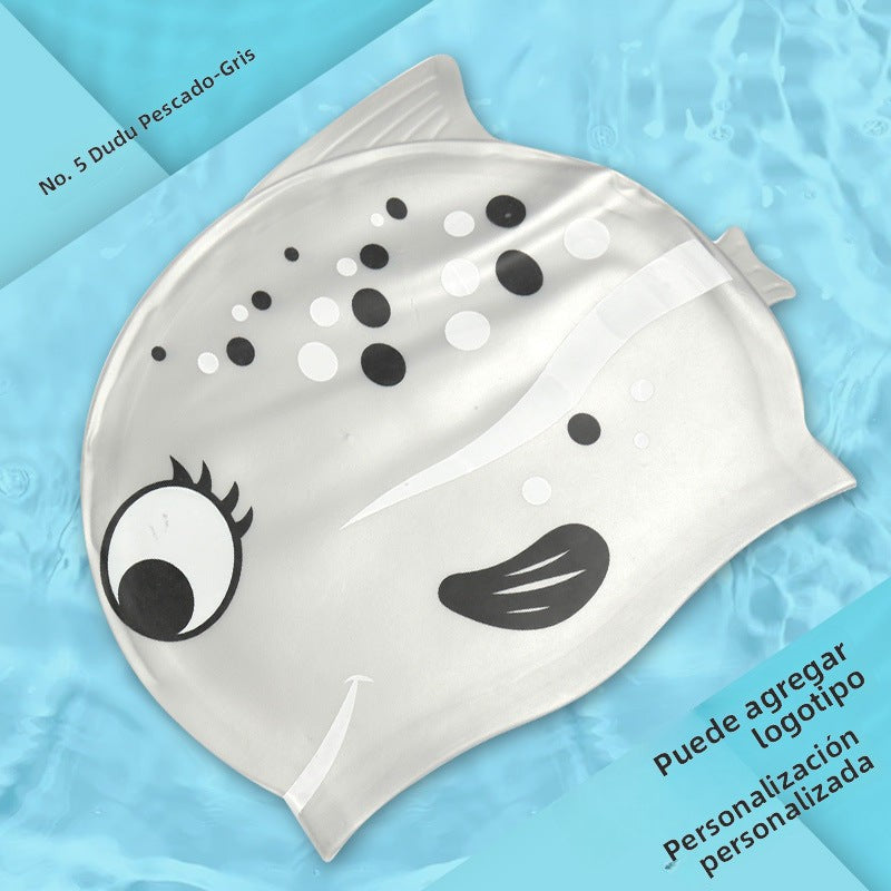 Multicolor Silicone Children's Swim Cap with Waterproof Ear Protection and Animal Design for Swimming and Training