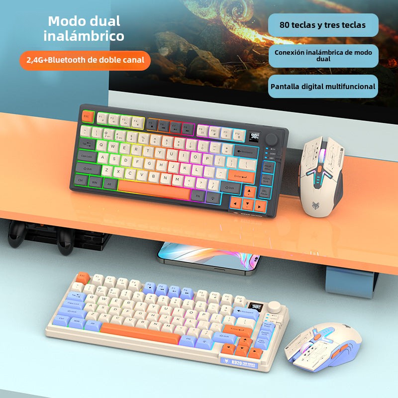 Teclado y Ratón Inalámbricos Bluetooth K920: Doble Modo, Pantalla, Controlador de Rueda, Tres Colores