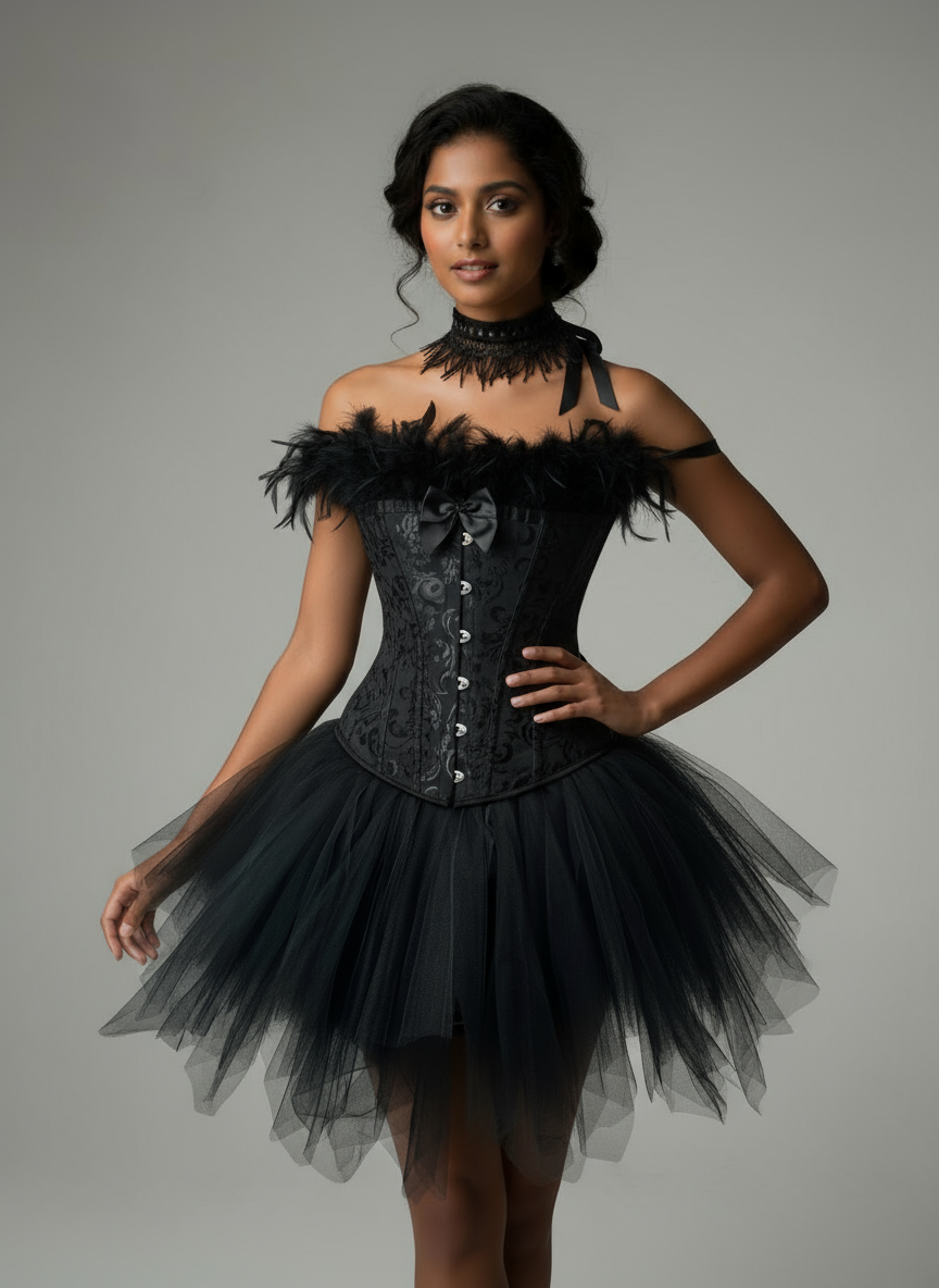 Vintage Lace Top with Puffy Skirt - 2-Piece Set